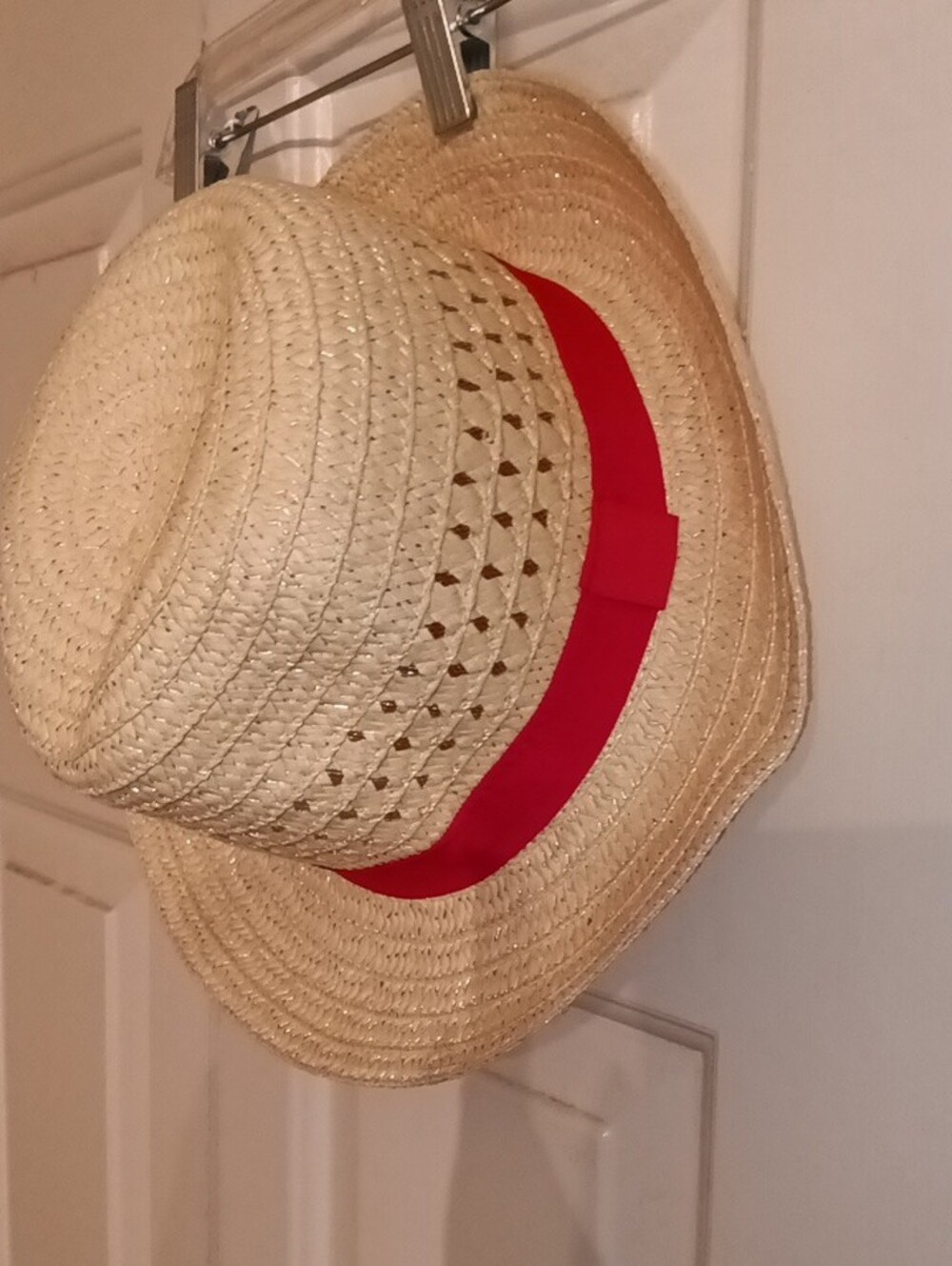 Straw Fedora Hat with Pink Band - Picture 6 of 12